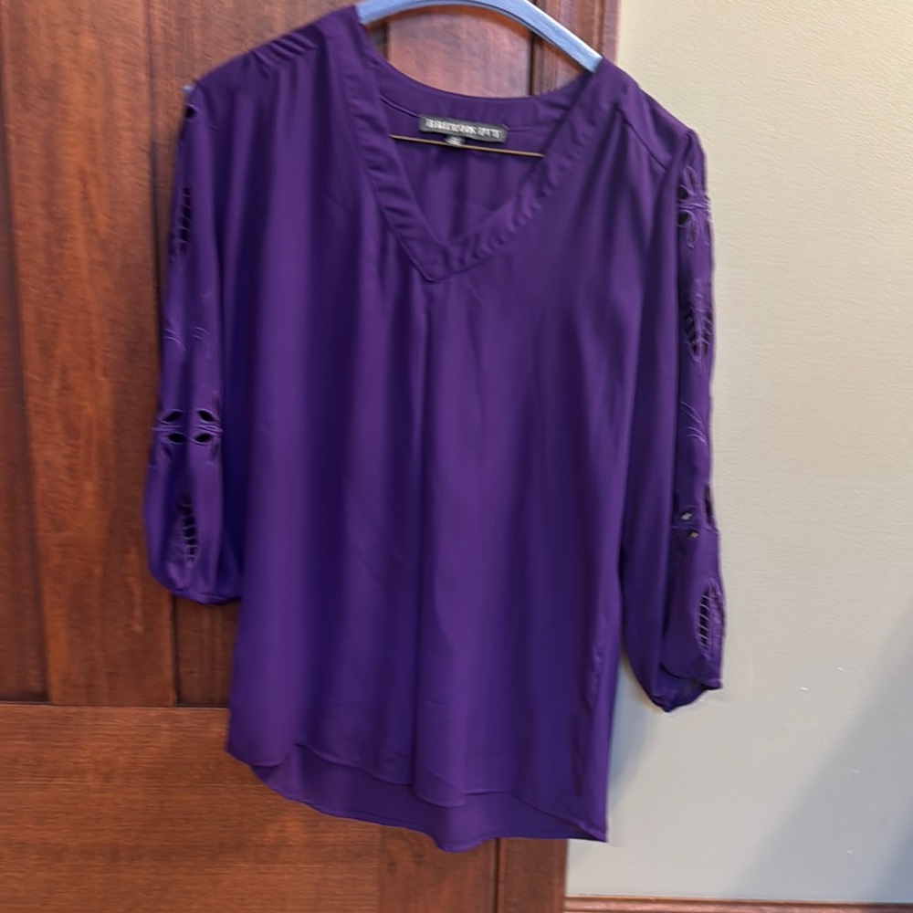 Brixon Ivy Purple Blouse with Cut-Out Sleeves